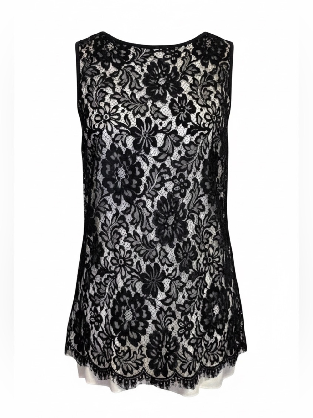 Fifteen Twenty Silk Lace Overlay Tunic Dress | Black Floral Lace | Size M
